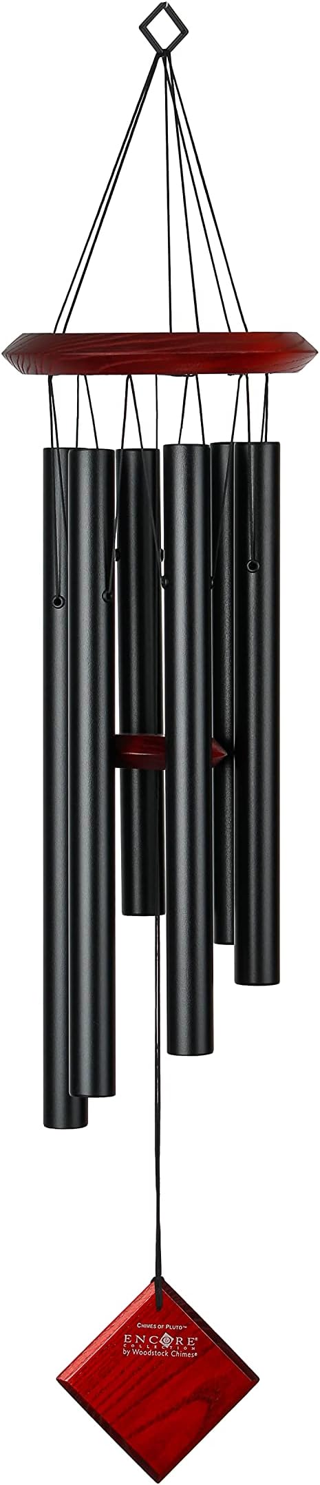 Woodstock Chimes Pluto Wind Chime for Outside 27" Black Small, Light Airy Sound for Outdoor Garden, Patio, Porch Decor, Encore Collection DCK27