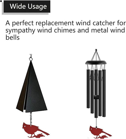 Replacement Wind Catcher, Wind Chime Sail Replacement with 16.4FT Nylon Cord, Metal Wind Chime Parts Replacement for Sympathy Wind Chimes and Wind Bells, Red Cardinal
