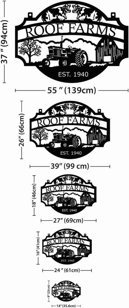 Personalized Metal Farm Sign, Customized Family Name Ranch Sign, Large Last Name Sign for Farmhouse Decoration, Outdoor Farm Wall Art, Welcome Sign, Entrance Gate Sign, Farm Lovers Gift, Garden Decor