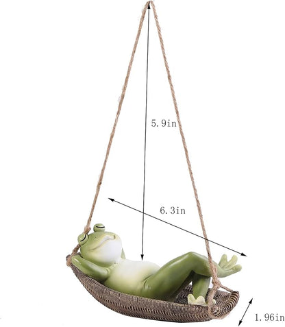 Frog Statues for Garden Outdoors Hanging Sleeping Frog Sculptures Swing Home Décor