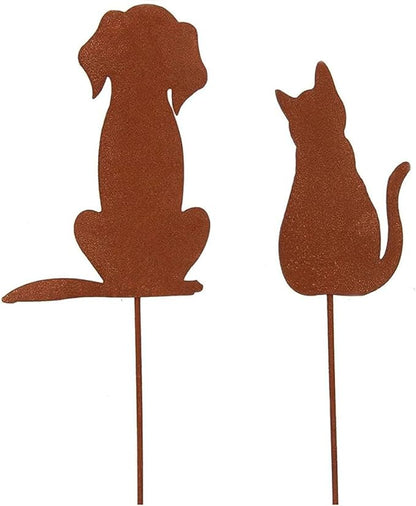Metal Rusted Animals Garden Stakes Art Statues Backyard Yard Sidewalks Outdoor Backyard Decorations Metal Stake
