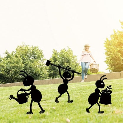 SUPERDANT 3PCS Industrial Ant Metal Garden Yard Art Decor Black Silhouette Outdoor Iron Art Decoration Garden Stakes Statues Ornament Crafts for Backyard Parks Lawns Outdoor Spaces