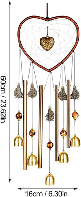 Bwinka Unique Sweet Heart Dream Catcher Wind Chimes Brass Bell for Outdoor Garden Home Hanging Decoration…