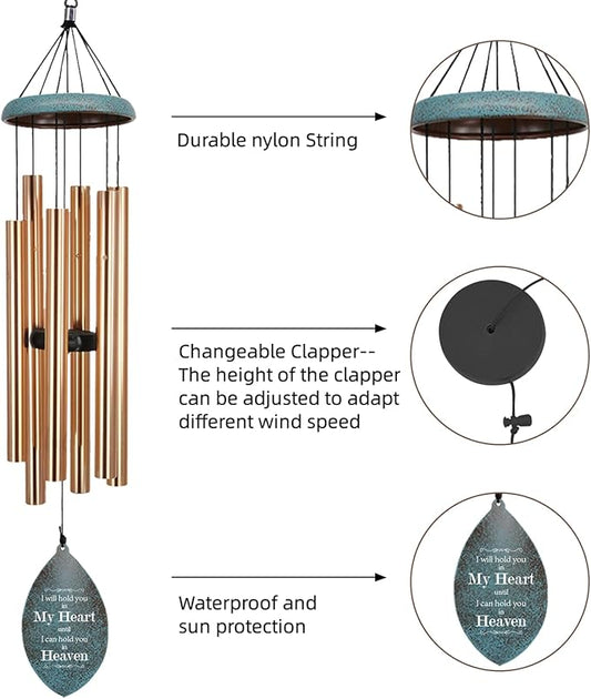 ASTARIN Personalized Wind Chimes for Outside Deep Tone,Customized Windchime Outdoors, Chimes for Outdoors,Sympathy Wind Chimes Memorial for Mom Dad，All Metal Wind Chime
