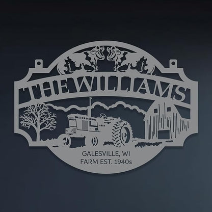 Personalized Metal Farm Sign, Customized Family Name Ranch Sign, Large Last Name Sign for Farmhouse Decoration, Outdoor Farm Wall Art, Welcome Sign, Entrance Gate Sign, Farm Lovers Gift, Garden Decor