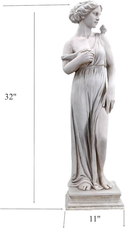 GENUINQ Outdoor Garden Statue Nymph Sculpture Goddess of Greek Mythology Roman Style Outdoor Patio Yard Lawn Porch Decor 32 Inch Ivory