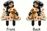 Garden Stake Decor, Acrylic 2D Flat Animal Statue, Fairy Sculptures Ornament Indoor Outdoor Yard Lawn Pot Plant Decorative Accessories (Two-Dogs)