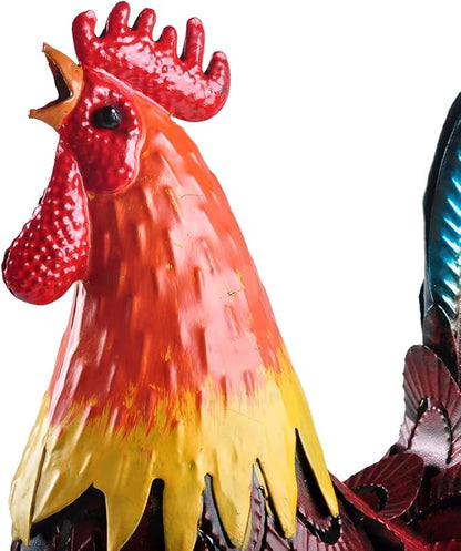 Metal Rooster Statue Garden Chicken Sculpture Decoration Metal Yard Art for Yard Outdoor Indoor Decoration (#C)