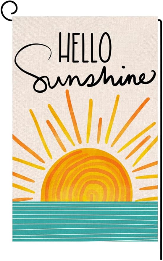 Hello Sunshine Summer Garden Flag 12x18 Vertical Double Sided Farmhouse Holiday Outside Decorations Burlap Yard Flag BW285