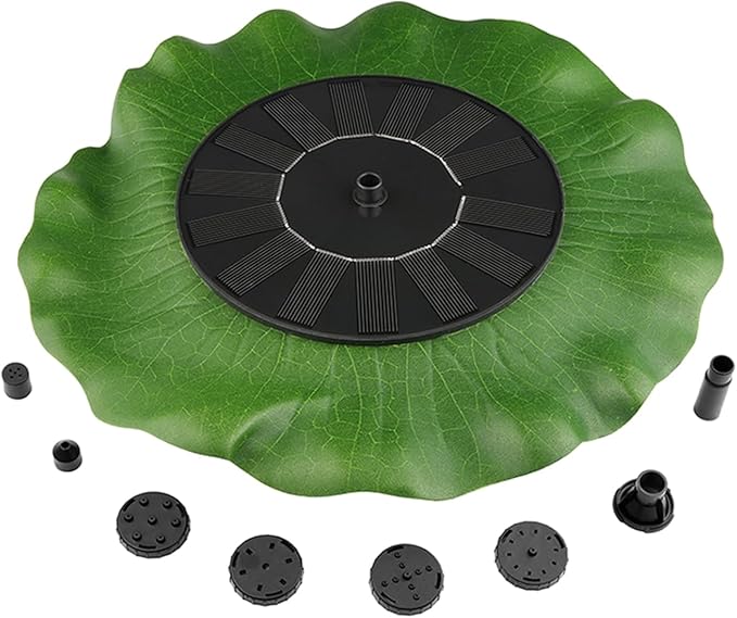 Solar Water Fountain - Garden Decor Solar Bird Fountain,Led Powered Ponds, Led Pond Pump Bird Bath, Lily Outdoor Ponds with 8 Nozzles, Water Pump for Outside Pond and Backyard