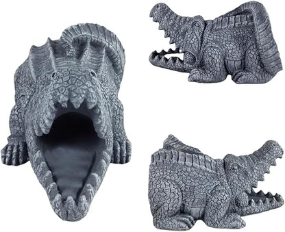 Crocodile Sculpture Gutter Diverter Rain,Deco Gutter Extension Downspout,Eco-Friendly Resin Statues Gutter Extender Diverter,Splash Block, Perfect Rain Gutter Downspout Extension for 3"x4" Downspouts