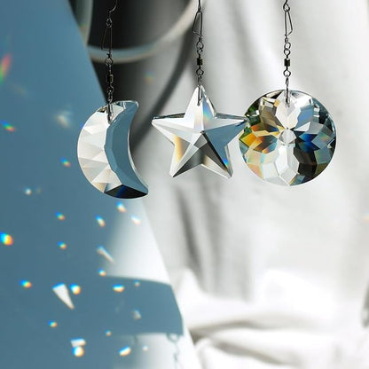 Crystal Prism Suncatcher for Window Home Decoration, 3pcs Hanging Ornament Pendant, 45mm Rainbow Maker Clear