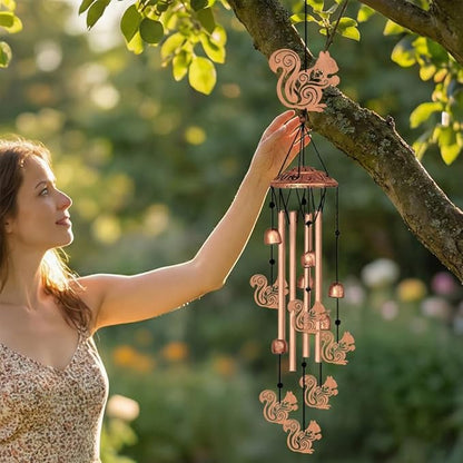 Wind Chimes for Outside, Squirrel Style Waterproof Aluminum Windchimes Suitable for Outdoor Garden Patio Porch Decor, Unique 33“ Metal Memorial Wind Chimes Friendship Gifts for Women
