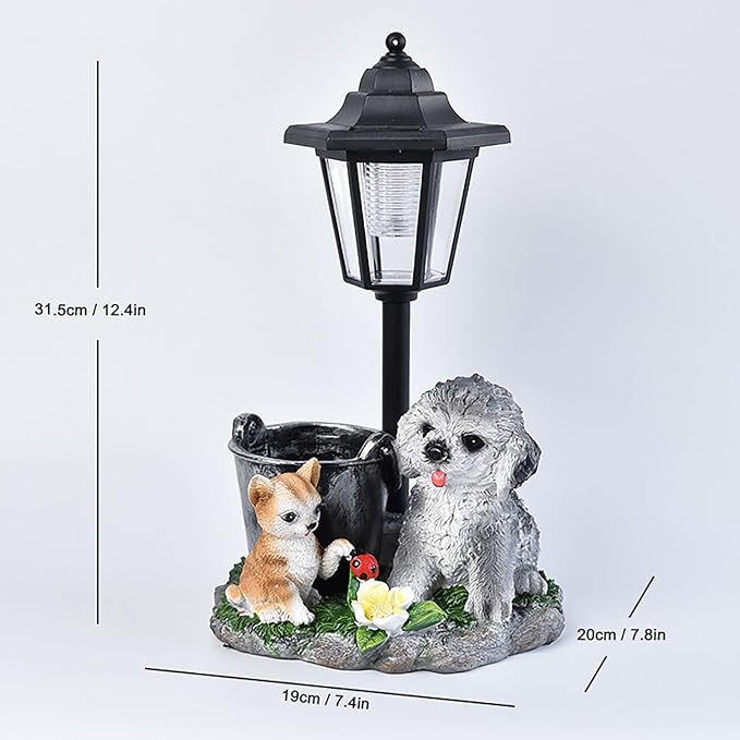 Garden Statue Decor, Flower Pots Planters Pots for Succulent, Outdoor Garden Sculpture for Patio Balcony Yard Lawn Decor, Outdoor Statues for Balcony Gifts (Dog&Cat)