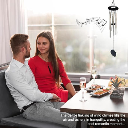 VOS Aura Deluxe Metal Windchime - 38” Beautiful Melodic Hanging Wind Chimes – Perfect Home and Garden Décor, Patio and Yard (Brush White)
