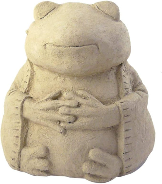 Modern Artisans Meditating Frog - Cast Stone Garden Sculpture: Large Size, Antique Stone Finish