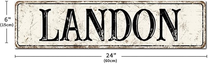 Madcolitote Rustic Landon Wood Signs Landon Street Signs Customized Retro Wood Plaque Farmhouse Wall Art Farmhouse Wall Decor for Home Bars Clubs Cafes Man Cave Party 6x24in