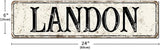 Madcolitote Rustic Landon Wood Signs Landon Street Signs Customized Retro Wood Plaque Farmhouse Wall Art Farmhouse Wall Decor for Home Bars Clubs Cafes Man Cave Party 6x24in