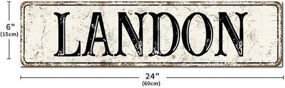 Madcolitote Rustic Landon Wood Signs Landon Street Signs Customized Retro Wood Plaque Farmhouse Wall Art Farmhouse Wall Decor for Home Bars Clubs Cafes Man Cave Party 6x24in