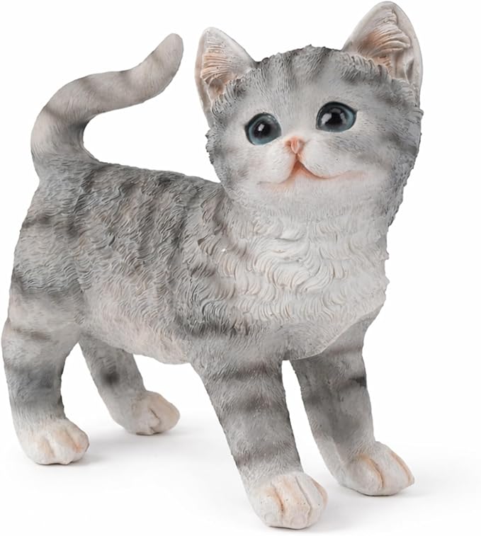Orange Standing Cat Statues Outdoor Decorative, Cat Memorial Statue for Yard Lawn Patio Porch, Garden Pet Grave Marker Figures,
