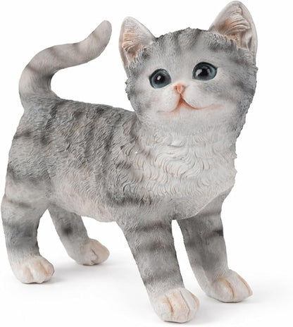 Orange Standing Cat Statues Outdoor Decorative, Cat Memorial Statue for Yard Lawn Patio Porch, Garden Pet Grave Marker Figures,