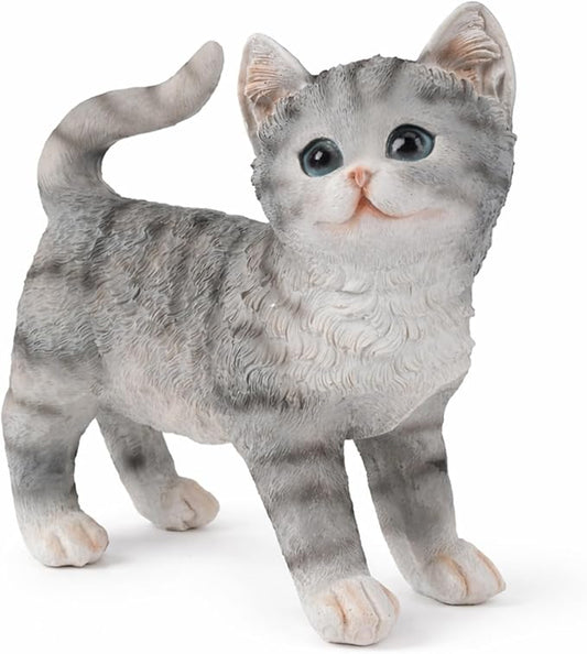 Orange Standing Cat Statues Outdoor Decorative, Cat Memorial Statue for Yard Lawn Patio Porch, Garden Pet Grave Marker Figures,