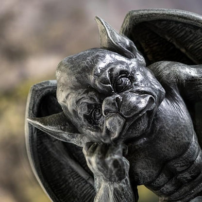 Pacific Giftware Gothic Thinking Gargoyle Statue Black Stone-Look Finish Decorative Outdoor Sculpture Medieval Cathedral Style Polyresin Home Decor 5.04" H
