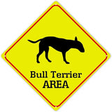 Caution Bull Terrier Crossing XING Tin Sign Bull Terrier Dog Area Warning Street Sign Bull Terrier Novelty Caution Road Sign for Home Man Cave Gate Garden 12x12in