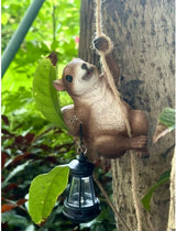 Squirrel Garden Decor Outdoor Statues Resin Climbing Twine with LED Light Waterproof Hanging Animal Figurine for Garden Wall Balcony Tree Decoration Gift