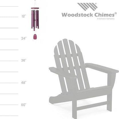Woodstock Wind Chime Distressed Rose Wind Chime Tuned to Amazing Grace Outdoor Hanging Chime for Porch Patio Garden Décor with Powder-Coated Tubes and Ash Wood Top