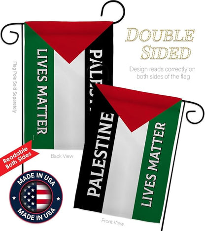 Palestine Lives Matter Flag Pole Set Bandera de Support Stand With Palestinians Decor Home Wall Hanging Garden Tapestry Home Door Poster Garden Stake Cemetery Grave Yard Sign Muslims Gifts Made In USA