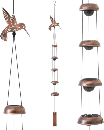 Geelin Hummingbird Wind Chimes for Outside Memorial Gift for Mom Women Grandma, 36" Copper Metal Wind Chime for Garden Front Yard Patio Decor, Sympathy Memorial Housewarming Gifts