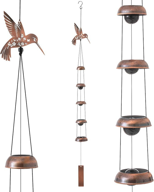 Geelin Hummingbird Wind Chimes for Outside Memorial Gift for Mom Women Grandma, 36" Copper Metal Wind Chime for Garden Front Yard Patio Decor, Sympathy Memorial Housewarming Gifts