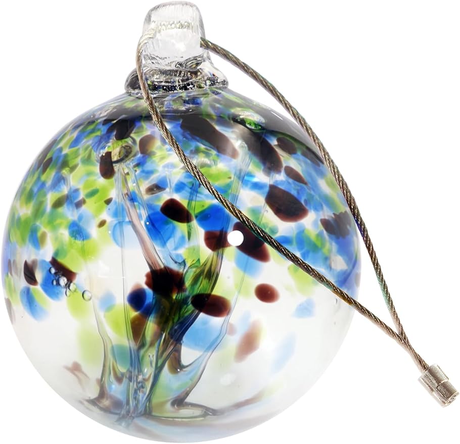 Dale Tiffany Hand Blown Glass, 4" Diameter Mystic, Tree of Life Collection, Witch Globe Hanging Garden Indoor/Outdoor Decorative Ornament Gazing Ball