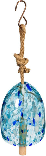 Evergreen Garden Colorful Art Glass Wind Chime | Light Blue| Solid Wood Striker | Natural Deep Tone | 8 Inches Tall | Beautiful Gift for Patio, Garden, Outdoor Home Decor