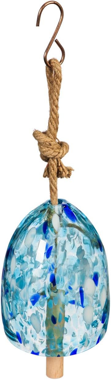 Evergreen Garden Colorful Art Glass Wind Chime | Light Blue| Solid Wood Striker | Natural Deep Tone | 8 Inches Tall | Beautiful Gift for Patio, Garden, Outdoor Home Decor