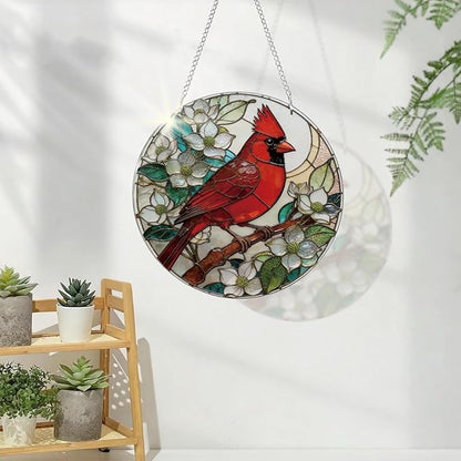 Cardinal Window Hanging Suncatcher, Indoor Window Wall Art, Cardinal Remembrance Gifts, Cardinals Memorial Gifts for Loss of Loved One, Women Grandma Mom, Mothers Day Birthday