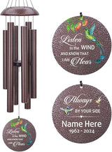 Sympathy Wind Chimes, Personalized Wind Chime for Loss of Loved Mom/Dad/Lover, Colorful Hummingbird Memorial Wind Chimes, Commemorative Sympathy Gifts (Produced in USA)