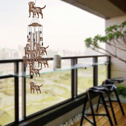 37" Dog Wind Chimes Outdoor Indoor Decor - with 4 Tubes 6 Bells 7 Dogs Wind Chime, Mobile Romantic Dog Wind Catcher, Dogs Windchimes for Home, Mom Gifts, Balcony, Tree, Festival, Garden Decoration
