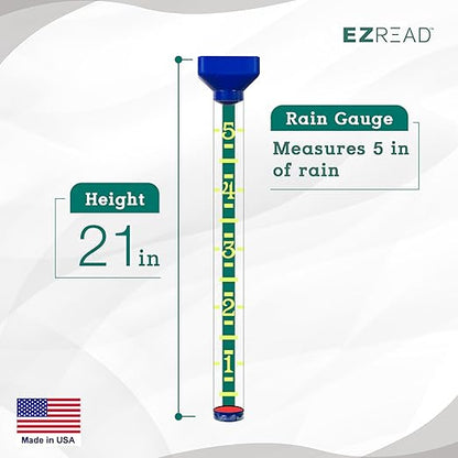 Headwind EZRead 21” Giant Professional Outdoor rain Gauge, USA Made Heavy Duty All Weather Freeze Proof Stake or mountable with Float, Blue (820-1002BLU)