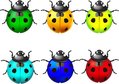 Surakey Metal Garden Decor for Outside Cute Ladybugs Yard Art Lawn Ornaments Wall Sculptures & Statues Iron Ladybug Wall Decoration Outdoor Fence Decorations for Patio Park (Red)