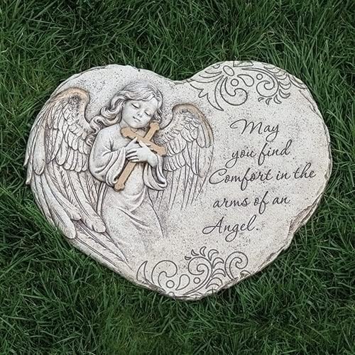 Roman Joseph's Studio Memorial Angel Decorative Garden Stepping Stone, 11-inch Height, Religious Decoration