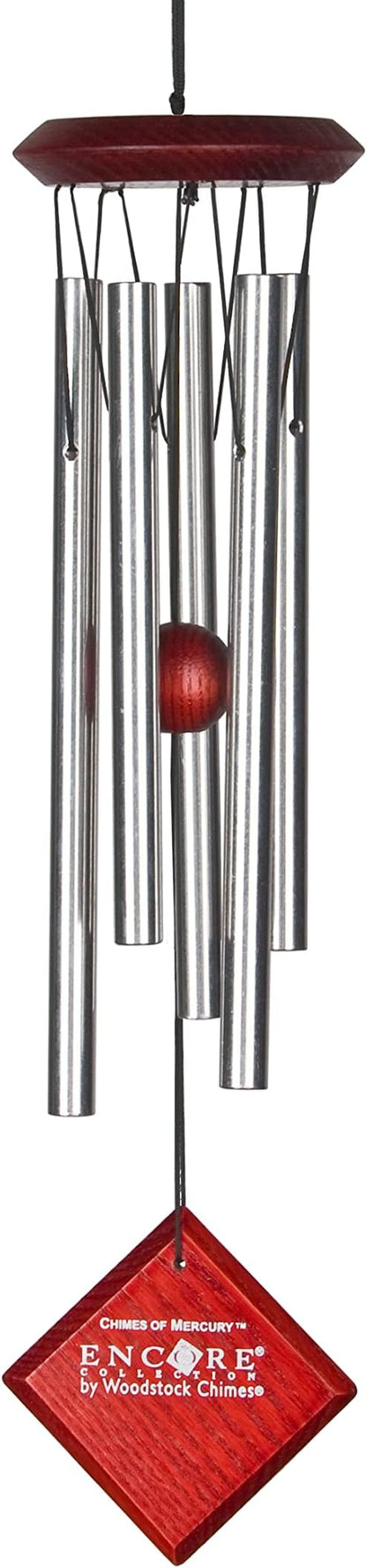 Woodstock Chimes Encore Collection, Chimes of Mercury, 14'' Silver Mercury Wind Chimes for Outdoor, Patio, Home or Garden Décor (DCS14)