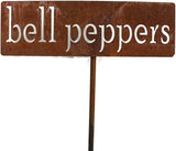 Classic Metal Garden Markers 19 Inches Tall (bell peppers, Naturally Rusted)