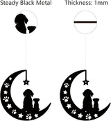 CREATCABIN Metal Moon Wall Decor Black Dog Wall Art Silhouette Pet Paw Print Minimalist Wall Sculpture Statues Hanging Decoration for Farmhouse Garden Balcony Ornament Dog Lovers Gift 11.8 x 11.8 Inch