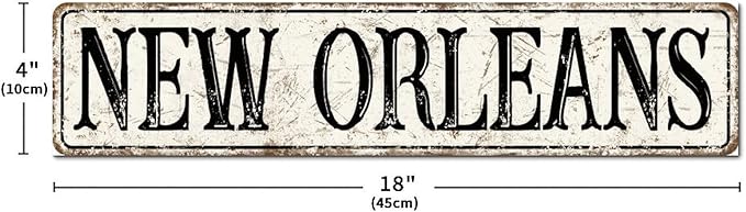 Madcolitote Rustic New Orleans Wood Signs New Orleans Custom Street Sign Vintage Country Wood Plaque Farmhouse Wall Art Wall Decor for Home Man Cave Gate Garden Bars Cafes 4x18in