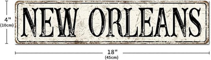 Madcolitote Rustic New Orleans Wood Signs New Orleans Custom Street Sign Vintage Country Wood Plaque Farmhouse Wall Art Wall Decor for Home Man Cave Gate Garden Bars Cafes 4x18in