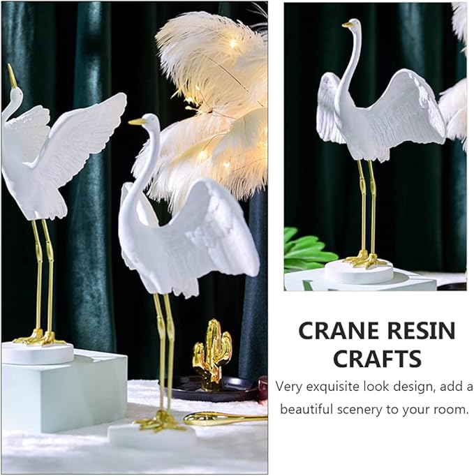Milisten Outdoor Decor 1pc Garden Crane Statues Resin Crane Figurines Heron Sculptures Bird Statues Lawn Ornaments for Backyard Pond Patio Porch Outside Decor