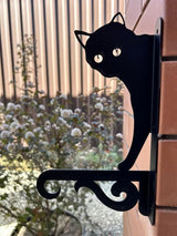 Iron Plant Hangers Hooks for Outdoor -10inch Hanging Plants Flower Fern Pots Lantern Bird Feeder Wind Chimes for Porch Garden Farmhouse (The cat Hiding in The Dark)