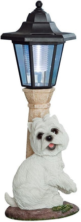 Bits and Pieces - Solar Dog Lantern-Solar Powered Garden Lantern - Resin Dog Sculpture with LED Light (Westie)